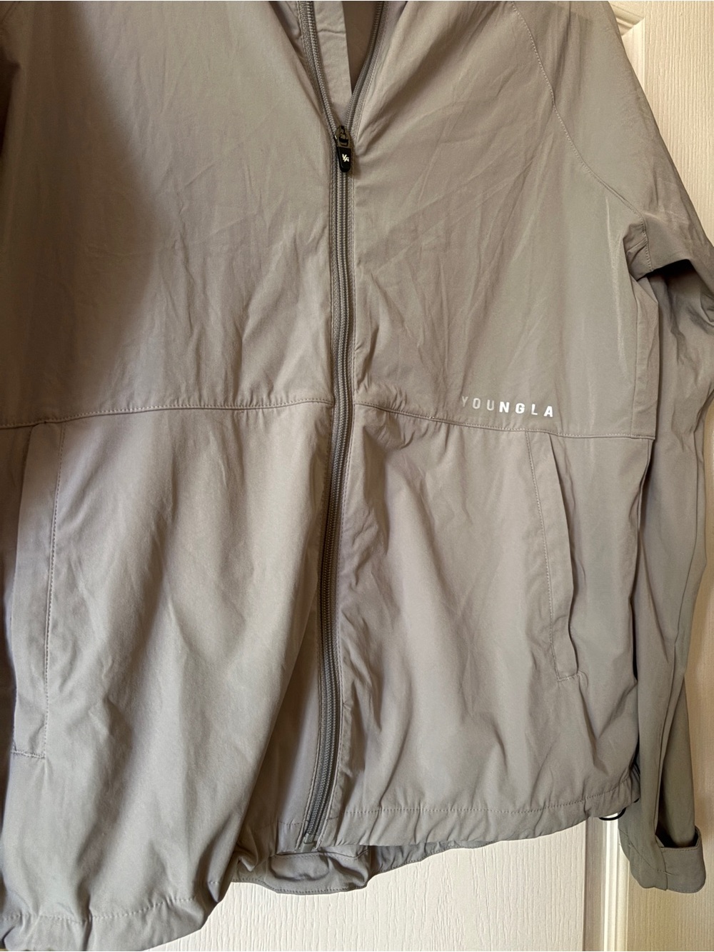 YoungLA MMXIV Grey Athletic Windbreaker Track Jacket, Size medium